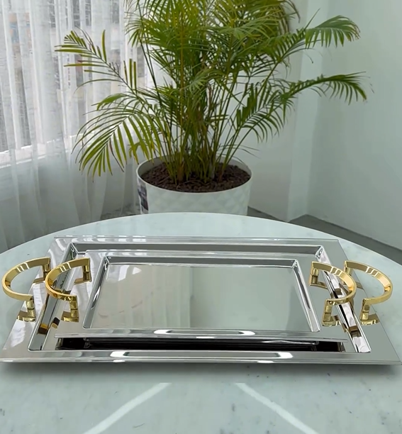 طقم صواني ستانلس ستيل 2 قطعة - SOUQ ALAWANI