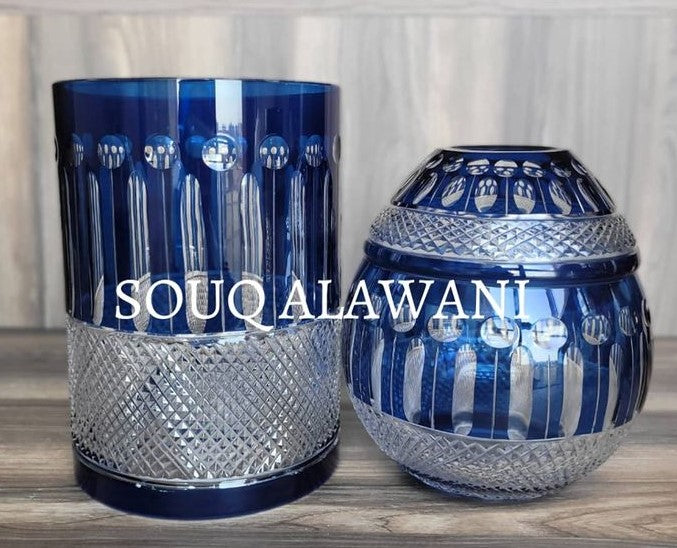 طقم علبة مناديل مع سلة لون أزرق - SOUQ ALAWANI