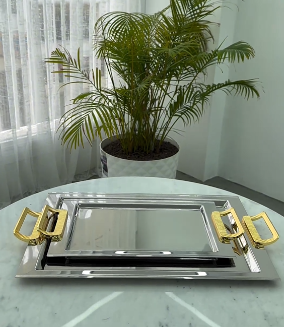 طقم صواني ستانلس ستيل 2 قطعة - SOUQ ALAWANI