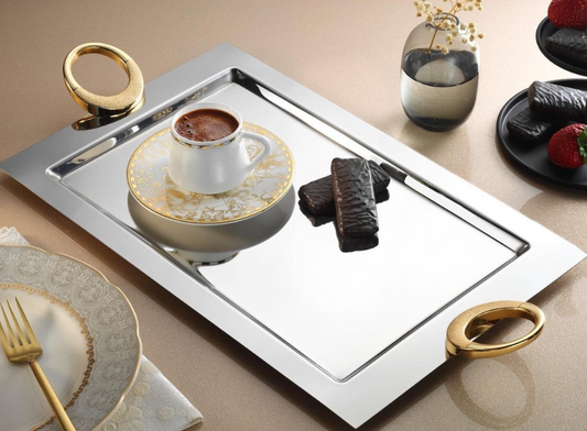 صينية قهوة ستانلس ستيل - SOUQ ALAWANI