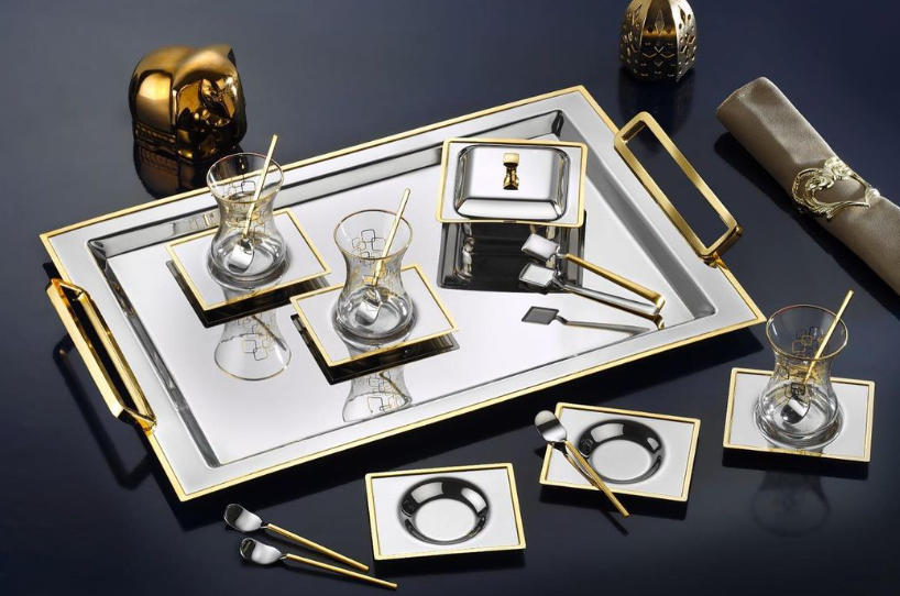 صينية شاي ستانلس ستيل - SOUQ ALAWANI