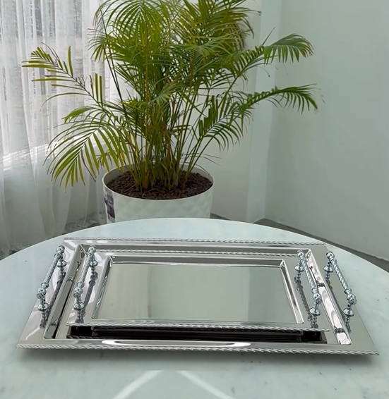 طقم صواني ستانلس ستيل 2 قطعة - SOUQ ALAWANI