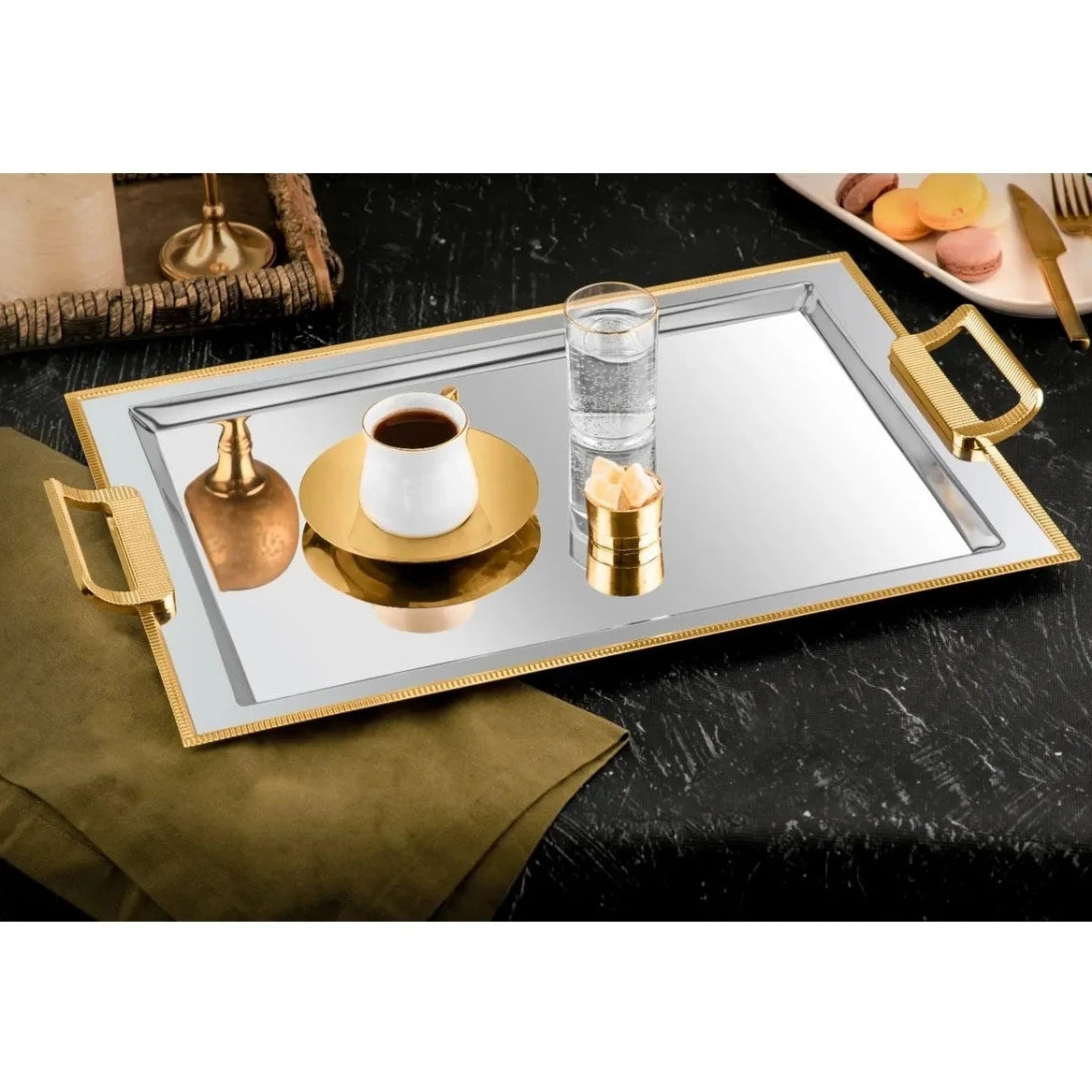 صينية شاي ستانلس ستيل - SOUQ ALAWANI