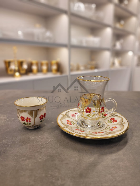 طقم ضيافة رسوم يدوية - SOUQ ALAWANI