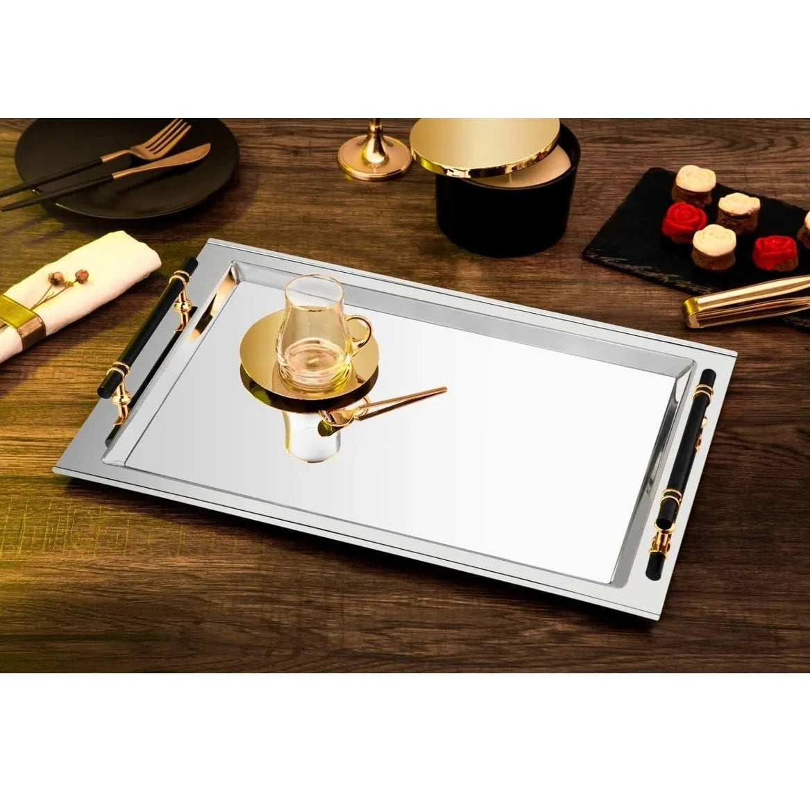 صينية شاي ستانلس ستيل - SOUQ ALAWANI