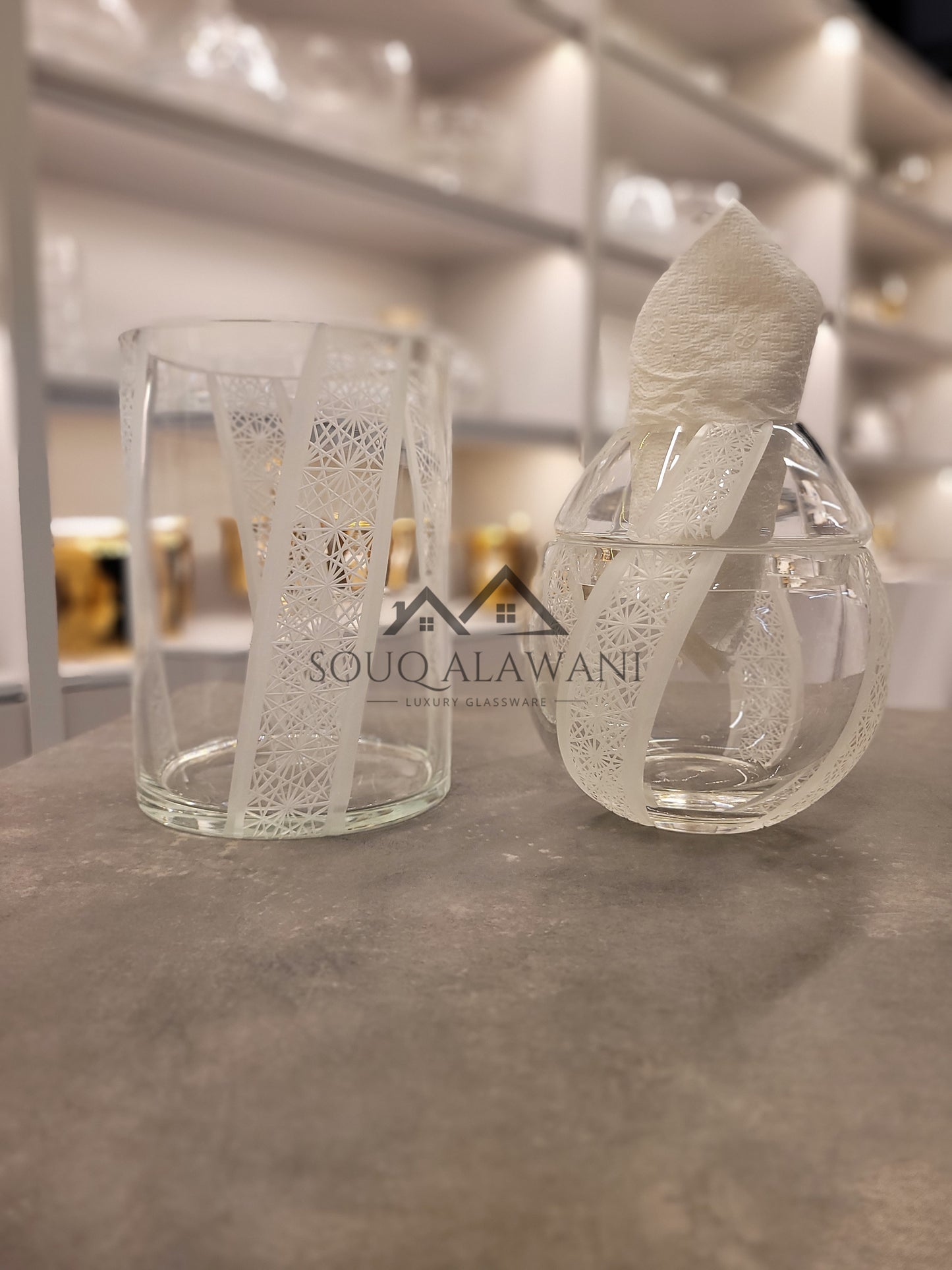 طقم علبة مناديل مع سلة - SOUQ ALAWANI