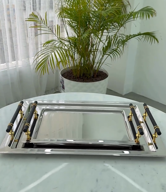 طقم صواني ستانلس ستيل 2 قطعة - SOUQ ALAWANI