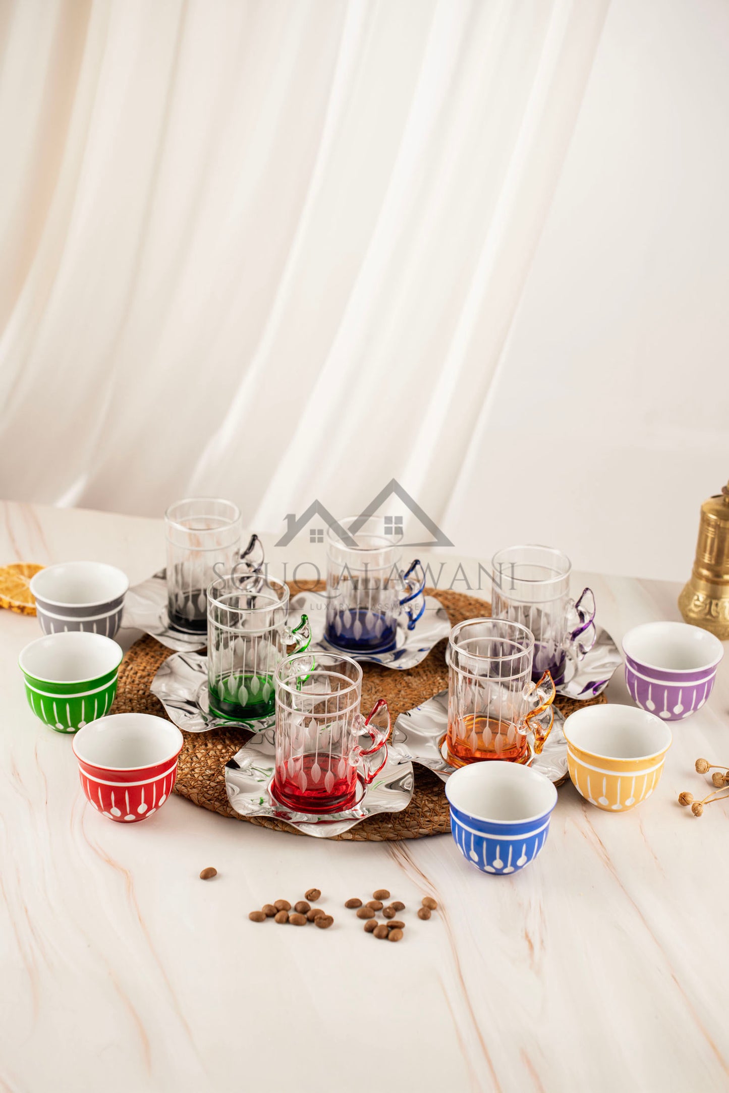 طقم شاي و قهوة 18 قطعة - SOUQ ALAWANI