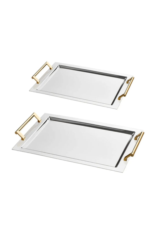 طقم صواني ستانلس ستيل 2 قطعة - SOUQ ALAWANI