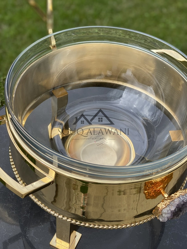 سخان طعام نحاسي مع زخرفة حجر طبيعي - SOUQ ALAWANI