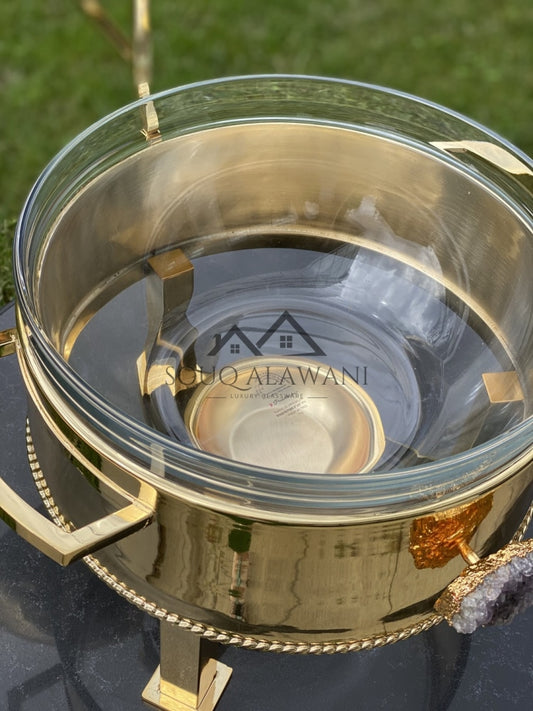سخان طعام نحاسي مع زخرفة حجر طبيعي - SOUQ ALAWANI