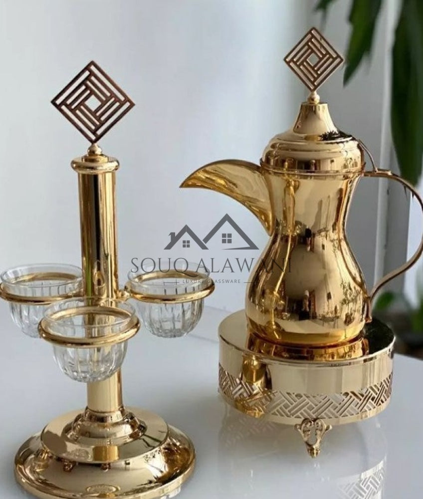طقم دلة قهوة مع ستاند فناجين - SOUQ ALAWANI