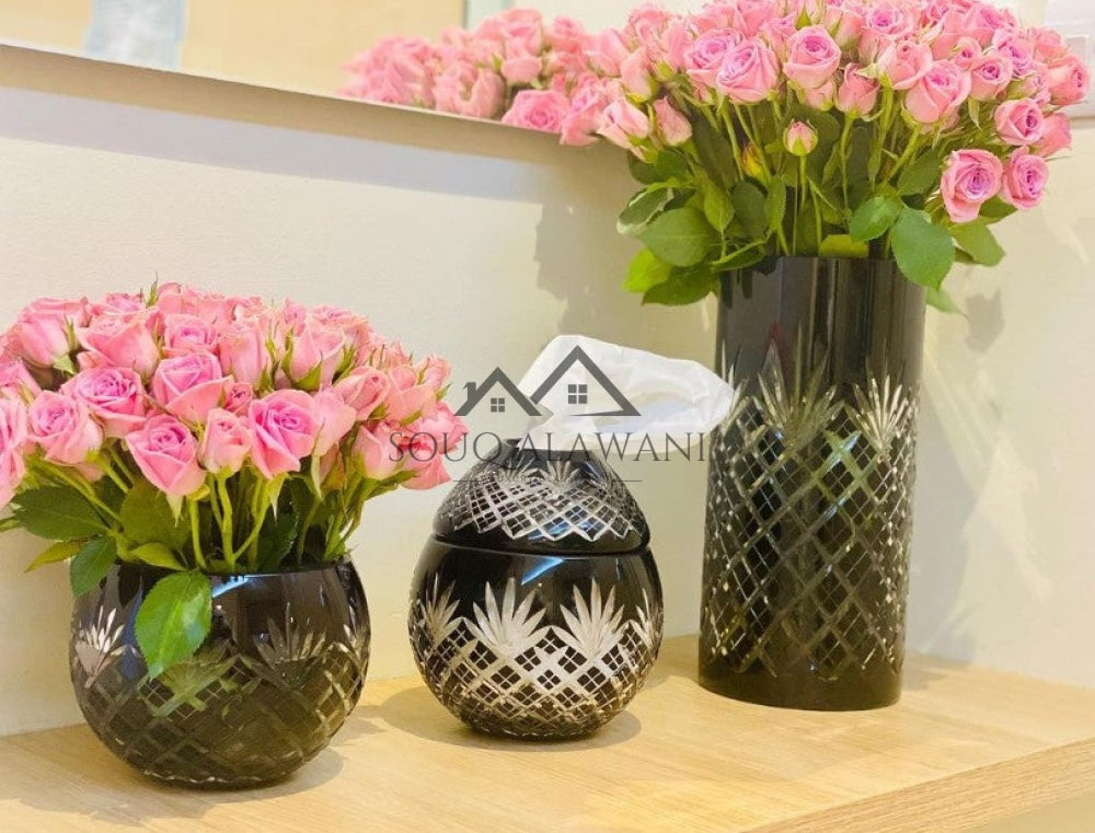 طقم فازة مع علبة مناديل 3 قطع - SOUQ ALAWANI