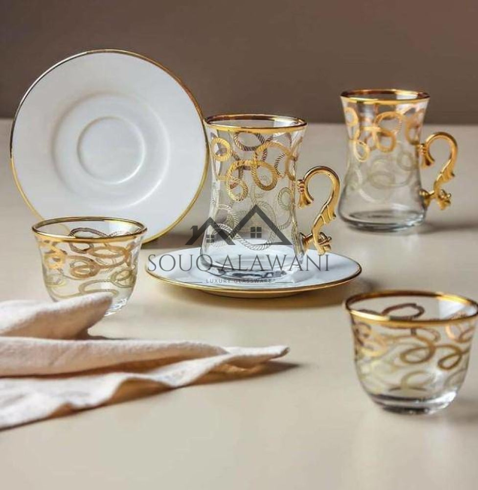 طقم استكانات شاي مع قهوة عربية 18 قطعة - SOUQ ALAWANI