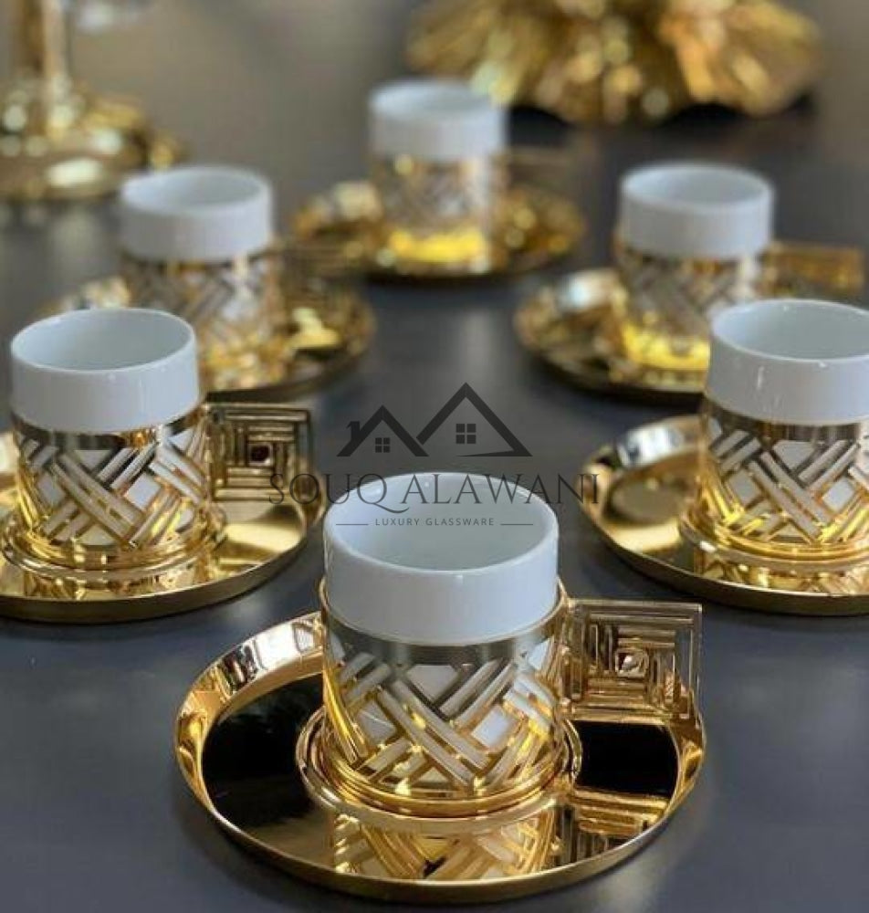 طقم قهوة نحاسي 12 قطعة - SOUQ ALAWANI