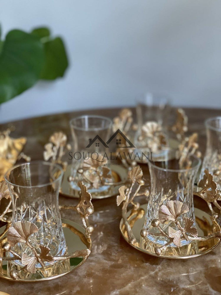 طقم شاي نحاسي 18 قطعة - SOUQ ALAWANI