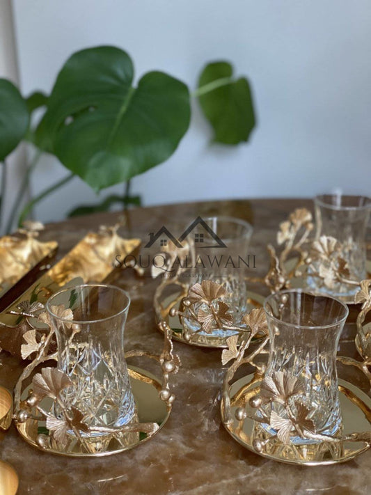 طقم شاي نحاسي 18 قطعة - SOUQ ALAWANI