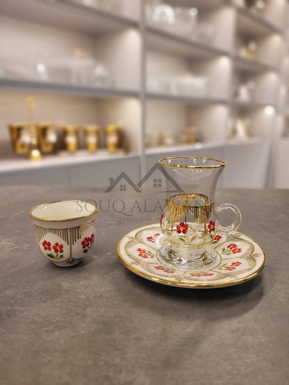 طقم ضيافة رسوم يدوية - SOUQ ALAWANI 