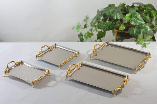 طقم صواني تقديم معدنية 4 قطع - SOUQ ALAWANI