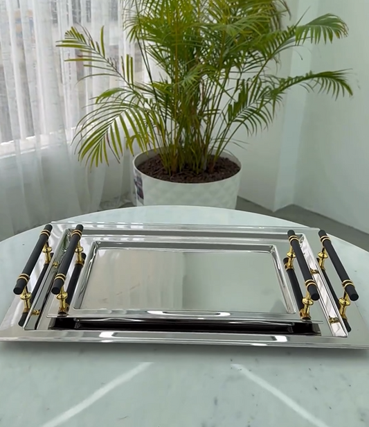 طقم صواني ستانلس ستيل 2 قطعة - SOUQ ALAWANI