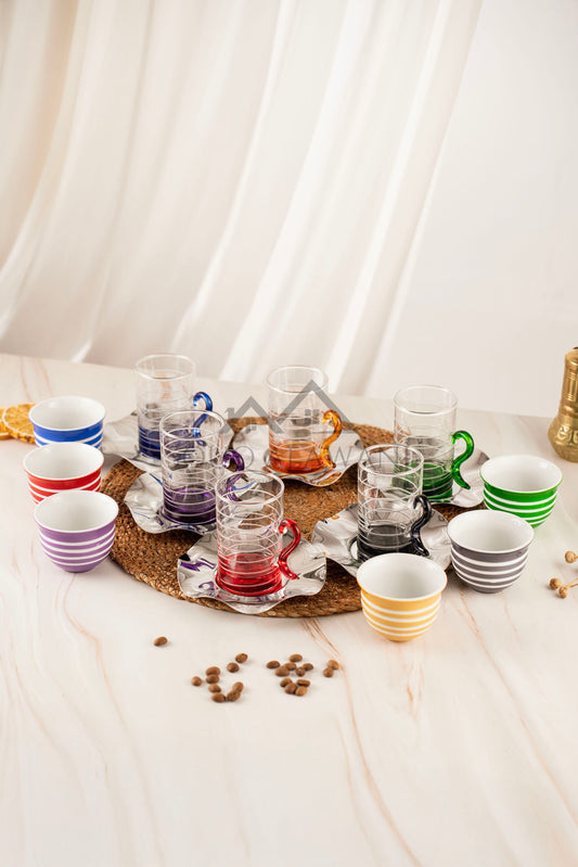 طقم شاي و قهوة 18 قطعة - SOUQ ALAWANI 