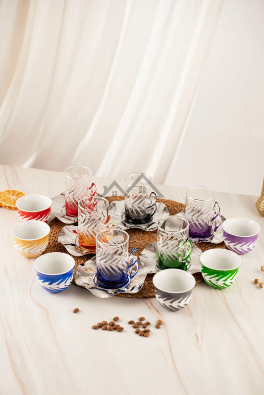 طقم شاي و قهوة 18 قطعة - SOUQ ALAWANI 