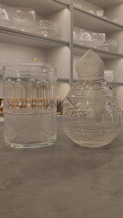 طقم علبة مناديل مع سلة لون شفاف