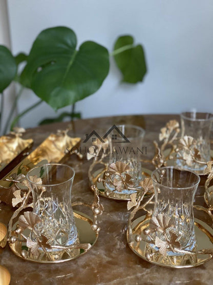 طقم شاي نحاسي 18 قطعة - SOUQ ALAWANI 