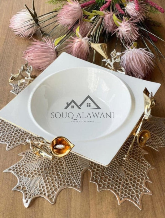 طبق تقديم سلطة ديكور زهرة الزنبق - SOUQ ALAWANI 