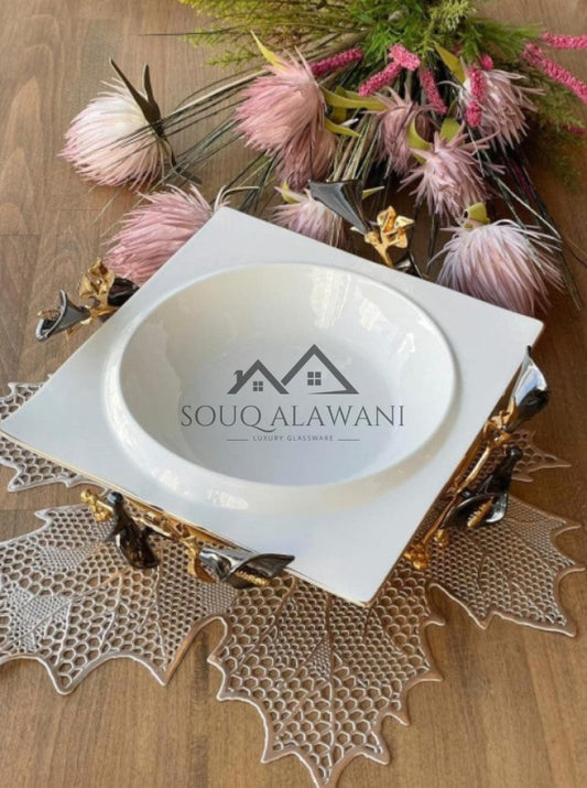 طبق تقديم سلطة ديكور زهرة الزنبق - SOUQ ALAWANI 