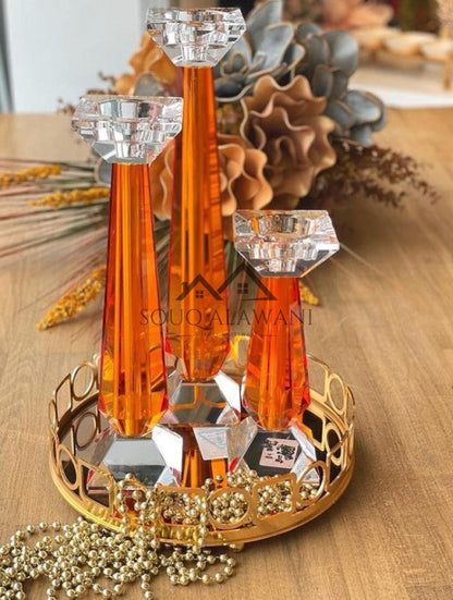 طقم شمعدان كريستال 3 قطع - SOUQ ALAWANI 