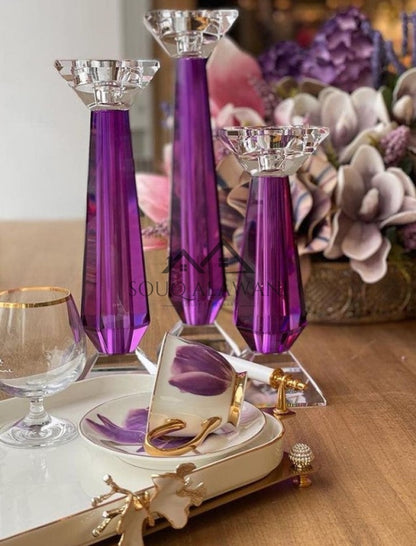 طقم شمعدان كريستال 3 قطع - SOUQ ALAWANI 