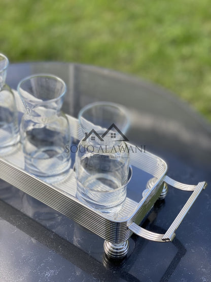 طقم كاسات عصير مع صينية - SOUQ ALAWANI 